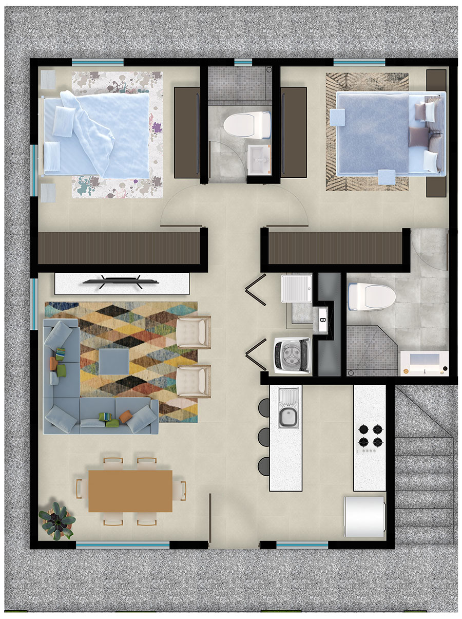 Reden. Nivel 1 con 2 recámaras.